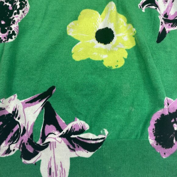 J. Crew Tippi Floral Green Cotton Lightweight Sweater Flowers Women's Medium - Picture 4 of 10